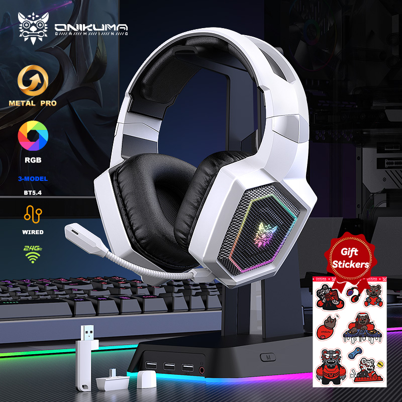 Gaming Headset Rgb - ONIKUMA Bezprzewodowy zestaw słuchawkowy do gier
